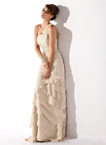 Dress of the Beading Ruffles Kristin With A-Line Cascading Chiffon Mother Bride Sweep Mother of the Bride Dresses Train One-Shoulder