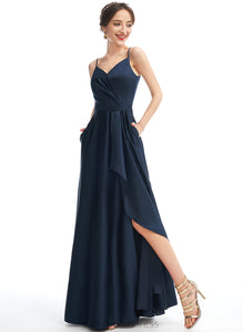 Length A-Line Pockets Silhouette Neckline SplitFront Floor-Length Embellishment V-neck Fabric Hana Bridesmaid Dresses