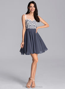 Short/Mini Scoop A-Line Neck Homecoming Dresses Lace With Dress Homecoming Kendal Chiffon