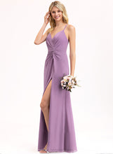 Load image into Gallery viewer, Fabric Neckline Silhouette Embellishment Floor-Length A-Line Ruffle Length V-neck SplitFront Mira Bridesmaid Dresses