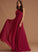 Fabric Embellishment Silhouette Lace A-Line Floor-Length Length Neckline ScoopNeck Mercedes Velvet Natural Waist Bridesmaid Dresses