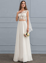 Load image into Gallery viewer, Lace Beading Wedding A-Line Dress Chiffon Neck Floor-Length Sequins Wedding Dresses With Scoop Elianna