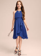 Load image into Gallery viewer, Neck Junior Bridesmaid Dresses Ruffles Chiffon With Nia Scoop Knee-Length Cascading A-Line