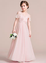 Load image into Gallery viewer, V-neck With Chiffon A-Line Ruffles Junior Bridesmaid Dresses Floor-Length Juliana Cascading