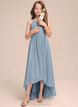 Load image into Gallery viewer, Asymmetrical Junior Bridesmaid Dresses With Ruffle A-Line Neck Chiffon Scoop Persis Bow(s)