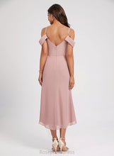 Load image into Gallery viewer, Pleated V-neck Front Dress Sheath/Column Chiffon With Cocktail Split Asymmetrical Eileen Cocktail Dresses