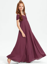 Load image into Gallery viewer, Ruffle Chiffon Floor-Length Juliet Junior Bridesmaid Dresses Off-the-Shoulder With A-Line
