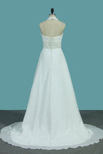 Load image into Gallery viewer, 2024 A Line Chiffon Wedding Dresses With Beading &amp; Sequince Court Train