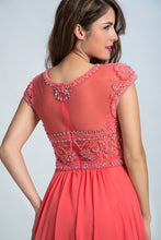 Load image into Gallery viewer, 2024 Prom Dresses Scoop A Line Chiffon With Beading Cap Sleeves
