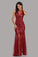 See Through Burgundy Mermaid Bateau Prom Dresses with Beading Tulle Party Dresses SRS15324