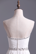 Load image into Gallery viewer, 2024 Graduation Dress Beaded Sweetheart Neckline And Waistline Pleated Bodice Chiffon White Short/Mini