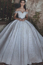 Load image into Gallery viewer, Amazing Modest Long Off The Shoulder Lace Beading Ball Gown Wedding Dresses