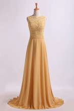 Load image into Gallery viewer, 2024 Exquisite Prom Dresses Scoop A Line Lace &amp; Chiffon