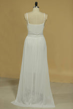 Load image into Gallery viewer, 2024 A Line Deep V Neck Prom Dresses With Beads And Slit Chiffon