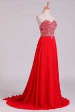 Load image into Gallery viewer, 2024 Prom Dress Sweetheart A Line Floor Length With Beads Chiffon&amp;Tulle