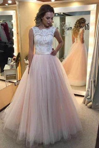 Charming Long Tulle Prom Dress with Lace Elegant Formal Evening Dresses Women Dress RS753