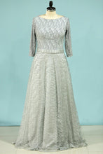 Load image into Gallery viewer, 2024 A Line Boat Neck Prom Dresses Lace With Sash Floor Length