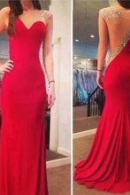 Load image into Gallery viewer, hot pink long prom dress beaded mermaid evening dress charming prom dresses BD3760