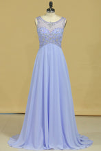 Load image into Gallery viewer, 2024 Beautiful Scoop A Line Prom Dresses With Beading Floor Length Chiffon Size 8