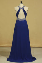 Load image into Gallery viewer, 2024 Prom Dresses Halter Chiffon A Line Open Back Sweep Train