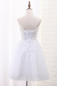 2023 Tulle Homecoming Dresses A Line Sweetheart Beaded Bodice Short/Mini