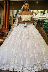 2024 Off The Shoulder Tulle A Line With Applique Wedding Dresses