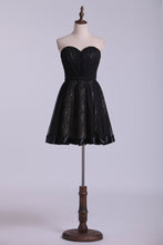 Load image into Gallery viewer, 2024 Sweetheart Homecoming Dresses A Line Short Chiffon &amp; Lace With Ribbon