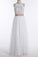 Simple A-Line White Open Back Jewel Sleeveless Floor-Length Lace Top Halter Wedding Dress RS381