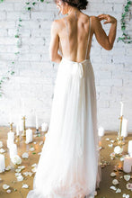 Load image into Gallery viewer, 2024 Sexy Open Back Spaghetti Straps Wedding Dresses A Line Ruched Bodice Chiffon