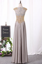 Load image into Gallery viewer, 2024 A Line Evening Dresses Scoop With Applique And Beads Chiffon