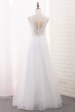 Load image into Gallery viewer, 2024 A Line Tulle &amp; Lace Scoop Wedding Dresses With Applique Floor Length