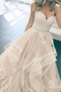 2024 New Arrival Sweetheart A Line Wedding Dresses With Applique Tulle
