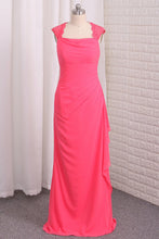 Load image into Gallery viewer, 2024 Square Sheath Chiffon &amp; Lace Floor Length Bridesmaid Dresses
