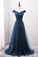 Navy Blue Prom Dress Off the Shoulder Prom Dress Custom Made Evening Dress 17130