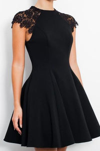 2024 Homecoming Dresses Black Scoop Short/Mini Cap Sleeves