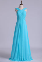 Load image into Gallery viewer, 2024 V-Neck Bridesmaid Dresses A-Line With Long Chiffon Skirt