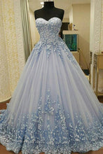 Load image into Gallery viewer, 2024 Prom Dresses Sweetheart A Line Tulle With Handmade Flowers Lace Up