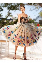 Load image into Gallery viewer, SweetHeart Neckline A Line Homecoming Dresses Colorful Butterflies Appliques Short Prom Dresses