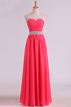 Load image into Gallery viewer, 2024 New Arrival Prom Dresses Sweetheart Ruched Bodice With Beading Chiffon