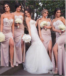 Mermaid Sweetheart Blush Bridesmaid Dresses with Lace, Wedding Party SRS20465