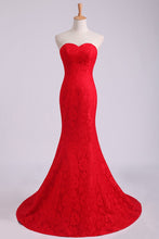 Load image into Gallery viewer, 2024 Evening Dresses Mermaid/Trumpet Sweetheart Lace Court Train