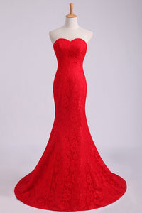 2024 Evening Dresses Mermaid/Trumpet Sweetheart Lace Court Train