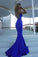 Chic Mermaid Royal Blue Long Backless Prom Evening Dress