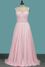 Load image into Gallery viewer, 2024 Scoop A Line Prom Dresses 30D Chiffon With Beads Bodice