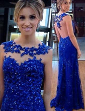 Load image into Gallery viewer, Royal Blue Sexy Prom Dresses Long Evening Dresses Backless Prom Dresses On Sale T97