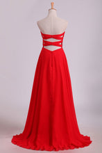 Load image into Gallery viewer, 2024 Sweetheart A Line With Beading And Ruffles Chiffon Prom Dresses