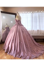 Load image into Gallery viewer, Ball Gown Off The Shoulder Tulle Quinceanera Dress With Lace Appliques Puffy Prom SRSP3HM7KB3