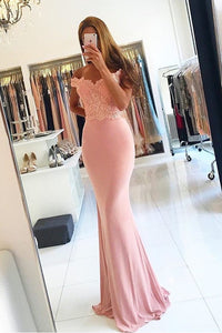 2023 Off The Shoulder Mermaid Prom Dresses Spandex With Applique