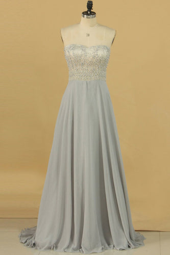 2024 A Line Sweetheart Chiffon With Beading Prom Dresses