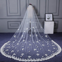 Load image into Gallery viewer, 3M Tulle Ivory Wedding Veils with Appliques, Fashion Hand Made Flowers Wedding Veils SRS15544